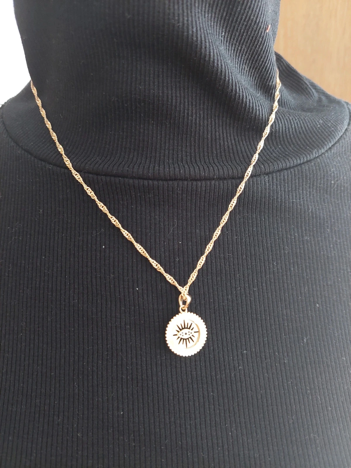 Collier chaîne Singapour & Pendentif Œil Céleste Protecteur doré. – photo 2